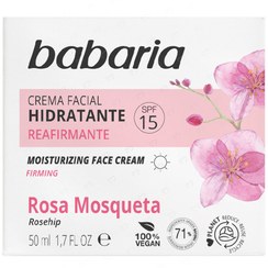 تصویر کرم آبرسان و مرطوب کننده 24 ساعت باباریا مدل Rosehip حجم 50 میلی لیتر Babaria Rosehip Moisturizing Face Cream 50ml