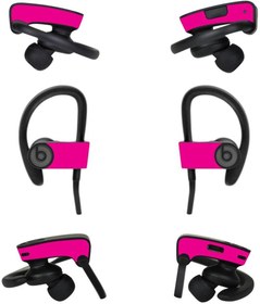 تصویر Skin Compatible with Dr Dre Powerbeats3 Wireless in-Ear Headphones – Solid Hot Pink | MightySkins Protective, Durable, and Unique Vinyl Decal wrap Cover | Easy to Apply, Remove | Made in The USA 