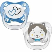 تصویر پستونک دو عددی 6 تا 18 ماه ارتودنسی دکتر براونز Dr browns طرح قلب و خرس 