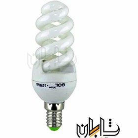 تصویر لامپ کم مصرف پیچی 15 وات گل نور آفتابی lamp cfl 15w goolnoor warmlight