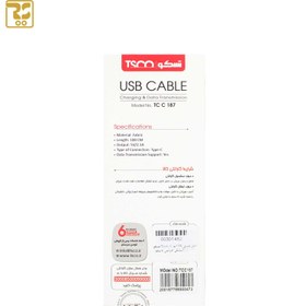 تصویر کابل تبدیل USB به USB-C تسکو مدل TCC 187 طول 1 متر TSCO TCC187 USB to USB-C Cable 1m