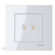 تصویر پریز تلفن دو سوکت ویرا مدل ساده سفید Veera Switch And Sockets White