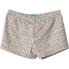 تصویر شلوارک زنانه نخی طوسی صورتی گلدار RNS 