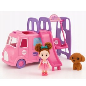 تصویر اسباب بازی مدل ست اتوبوس همراه باربی و سگ کد 71022/182 