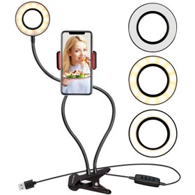 تصویر رینگ لایت گیره دار رومیزی Professional Live Stream Professional Live Stream desktop clip ring light