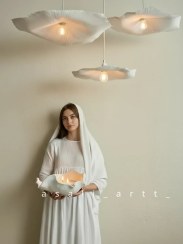 تصویر لوستر سقفی زارا مدل تک گل ست سه عددی سفید Ceiling chandelier zara