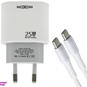 تصویر شارژر دیواری 25 وات موکسوم مدل MX-HC139 به همراه کابل تبدیل usb-C 