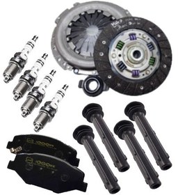 تصویر پکیج مصرفی سمند EF7 (دیسک و صفحه کلاچ + لنت ترمز + وایرشمع بوت + شمع ) samand ef7 spare parts