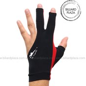 تصویر دستکش بیلیارد سایز کوچک رنگ قرمز مشکی 