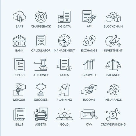 خرید و قیمت طرح لایه باز ست آیکون تجاری و سرمایه گذاری Fintech Icons | ترب