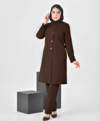 تصویر مانتو شلوار اداری مدل پرند 