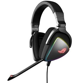 تصویر هدست گیمینگ ایسوس مدل ASUS Gaming Headset ROG DELTA با میکروفون و هدفون گیمینگ سازگار Hi Res ESS Quad DAC برای رایانه شخصی، مک، PS4، Xbox One Aura Sync RGB روشنایی مشکی، استاندارد، سیمی - ارسال 20 روز کاری 