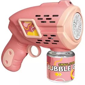 تصویر تفنگ اسباب بازی حباب ساز چراغ دار رنگ صورتی مدل Geometric Bubble Gun 