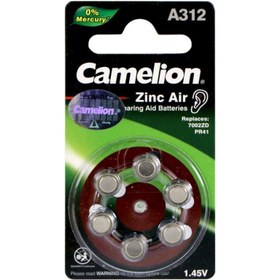 تصویر باتری سمعک کملیون شماره A312 بسته 6 عددی Camelion Hearing Aid Batteries No A312 6 pcs