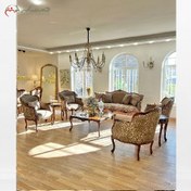 تصویر مبلمان کلاسیک ۹ نفره لورنزو طراحی ایتالیا با سرویس ناهارخوری ۸ نفره 