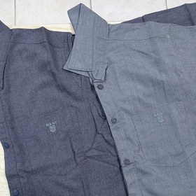تصویر پیراهن تترون ساده اعلاء مردانه در دو رنگ ذغالی و خاکستری در سایز لارج و ایکس لارج و دوایکس لارج وسه ایکس لارج 
