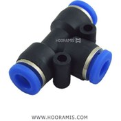 تصویر فیتینگ سه راهی T شکل پنوماتیک یونیون با شلنگ خور 6 میلیمتر 