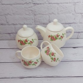 تصویر ست چایخوری گل سرخی ۴پارچه 