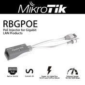 تصویر آداپتور PoE گیگابیتی MikroTik RBGPOE | منبع تغذیه PoE برای شبکه 1Gbps 