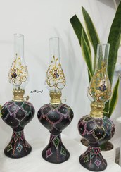 تصویر چراغ گردسوز سفالی نقطه کوبی - طرح هندسی - این محصول در تمامی رنگ‌ها قابل سفارش و اجرا می‌باشد. / کوچک 