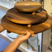 تصویر رایزر چوبی گرد ۳ پایه گردو Round riser 3-leg walnut