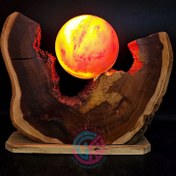 تصویر آباژور نمک مدل روستیک چوب با گوی ۱۴ 