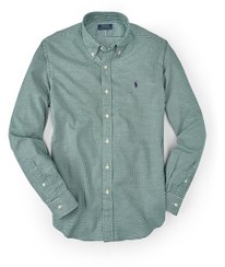 تصویر پیراهن رالف لورن Ralph Lauren GINGHAM COTTON TWILL SHIRT FOREST/WHITE 