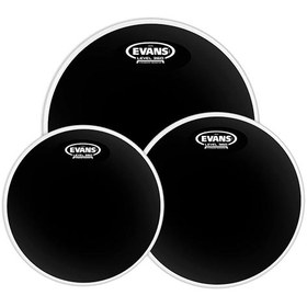 تصویر پک پوست درامز اونس سایز Evans Black Chrome Fusion Tom Drumhead Pack 10-12-14 