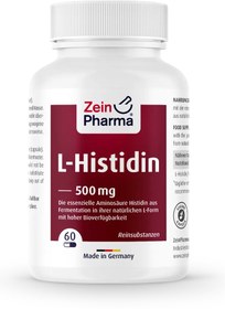 تصویر مکمل ال هیستیدین 500 میلی گرم شرکت zein pharma آلمان اوریجینال L_Histidin 500 mg آلمانی