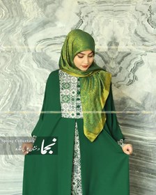 تصویر عبا سنتی ایرانی کرپ الیزه اعلا مدل رز سبز نجما - سبز / سایز Green Rose Abaya