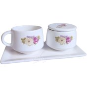 تصویر فنجان و قندان مدل باغ گل 