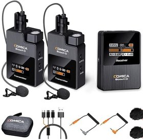 تصویر Comica BoomX-D2 2.4GHZ Dual Wireless Lavalier Microphone, Wireless Mic System with 2 Transmitter, 1 Receiver for Canon Nikon Sony DSLR Cameras, Camcorders, Lav Mic for iPhone Android Smartphone 