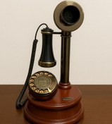 تصویر تلفن رومیزی چوبی آنتیک آرتمیس کد ۱۰۳۴ - قهوه ای تیره 