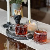 تصویر لیوان شیشه ای دسته مرواریدی مدل 4301C 