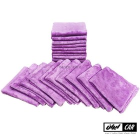 تصویر بسته 20 عددی حوله مایکروفایبر بنفش رویال دیتیل مدل Royal Detail violet Microfiber Towel 