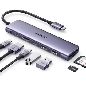 تصویر هاب USB-C یوگرین 7 پورت CM195 مدل 15214 UGREEN CM195 15214 7 Port USB-C Hub