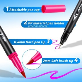 تصویر راپید براش 24 رنگ روان نویس نوک نمدی نوک براش و 0.4 میل پایه آب