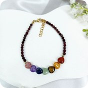 تصویر دستبند هفت چاکرا قلبی و گارنت 
