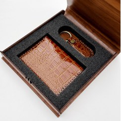 تصویر ست جاکارتی و جاکلیدی چرم (کیان و اُوال) 