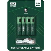 تصویر باتری نیم قلم شارژی گرین لاین مدل GNRGBAAA 1.6V Zn-Ni Green Lion Rechargeable battery GNRGBAAA 1.6V Zn-Ni