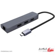 تصویر مبدل Type C به شبکه فرانت Faranet UCE200 هاب USB 3.0 