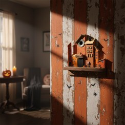 تصویر جاکلیدی دیواری چوبی دست‌ساز نارنجی مدل Farmhouse Glow 2 Handmade Orange Farmhouse Glow Wooden Key Holder - No. 02