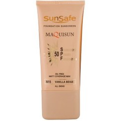 تصویر ضد آفتاب سان سیف کرم پودری و پرایمری مکیسان با SPF50 رنگی Sunsafe Maquisun Spf50 Sunshield Cream 40g