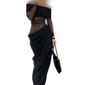 تصویر پیراهن بلند آستین دار بادی قزن خور با دامن 