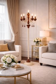 تصویر آباژور کنار سالنی چوبی فندوقی شاخه نخودی 