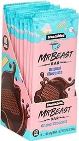 تصویر میله های شکلات اصلی MrBeast Feastables - ساخته شده با کاکائو ارگانیک. گیاهی با تنها 4 ماده، 10 عدد - ارسال 20 روز کاری Feastables MrBeast Original Chocolate Bars - Made with Organic Cocoa. Plant Based with Only 4 Ingredients, 10 Count