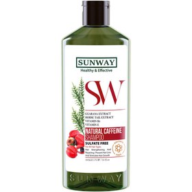 تصویر شامپو مو کافئین طبیعی فاقد سولفات تقویت کننده مو حجم 300 میلی لیتر سان وی Sunway Caffeine Oil Free Sulfate Shampoo 300 ml