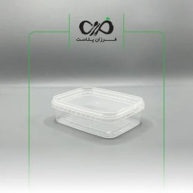 تصویر ظرف یکبار مصرف مایکروویوی مستطیل 250 شفاف همراه با درب(300عددی) 