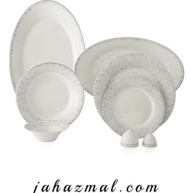 تصویر سرویس چینی زرین 6 نفره غذاخوری هانیکام (35 پارچه) Zarin Iran Shahrzad Honeycomb 35 Pieces FDC Dinnerware Set