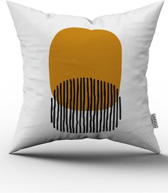 تصویر روکش بالش دیجیتالی مدرن با طرح انتزاعی زرد و سیاه CGH733 برند cango home Yellow Black Modern Abstract Patterned Digital Printed Throw Pillow Case CGH733